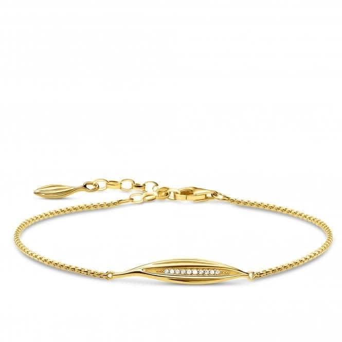 Sterling Silver White Feminine Leaf Gold Bracelet A1935 - 414 - 14 - L19vThomas Sabo Sterling SilverA1935 - 414 - 14 - L19v