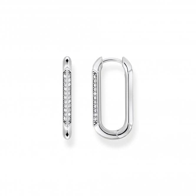 Sterling Silver White Hoop Earrings CR674-643-14