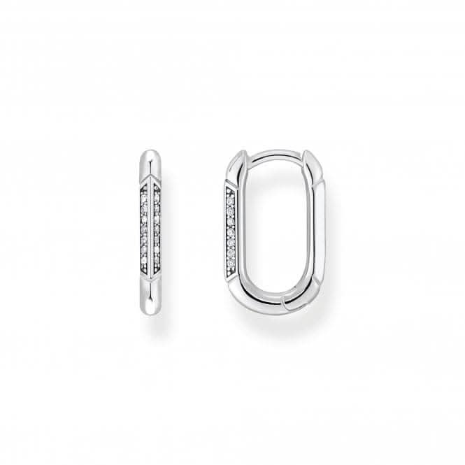 Sterling Silver White Hoop Earrings CR675-643-14