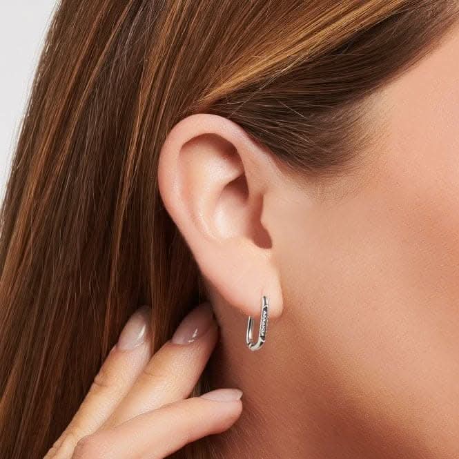 Sterling Silver White Hoop Earrings CR675-643-14
