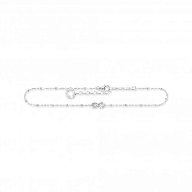 Sterling Silver White Infinity Anklet AK0029-051-14