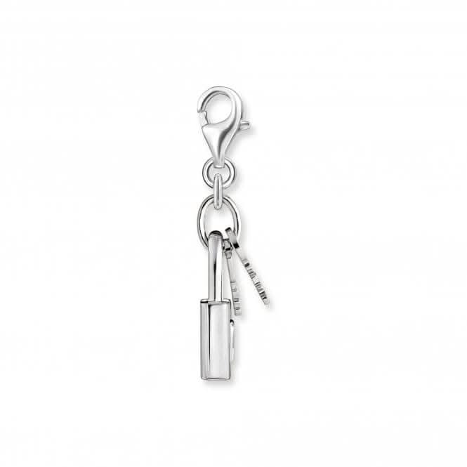 Sterling Silver White Padlock Charm Pendant 1875-051-14