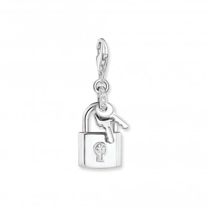 Sterling Silver White Padlock Charm Pendant 1875-051-14