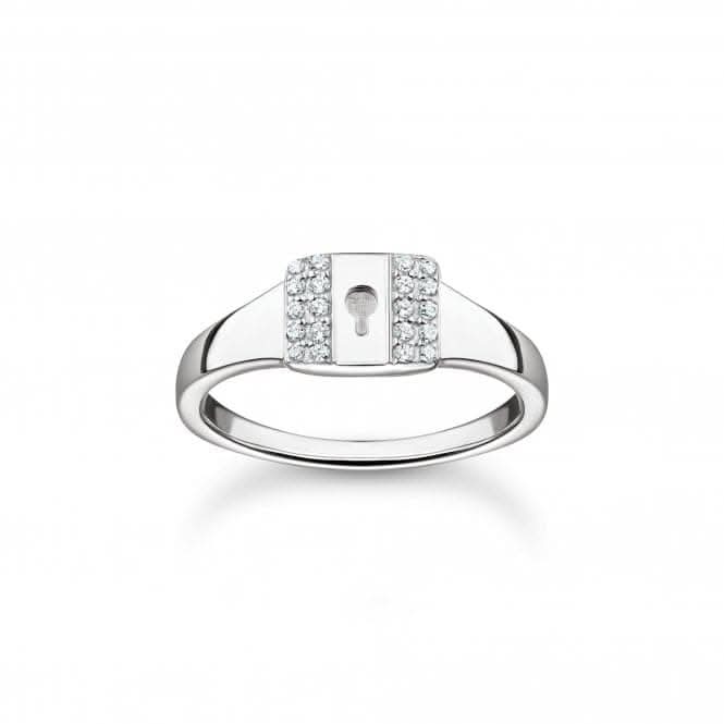 Sterling Silver White Padlock Ring TR2372-051-14
