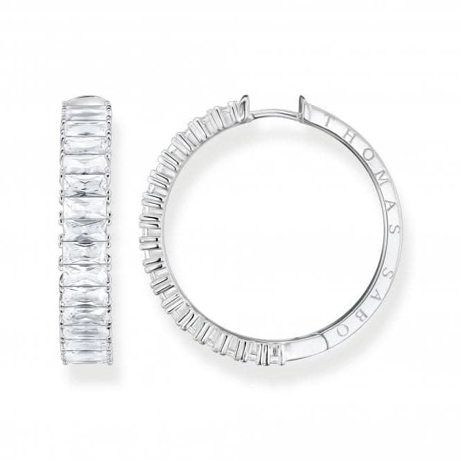 Sterling Silver White Pavé Stones Earrings CR683-051-14