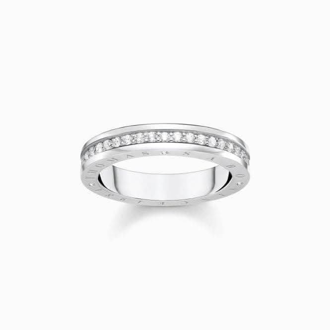 Sterling Silver White Pavé Stones Ring TR2254-051-14