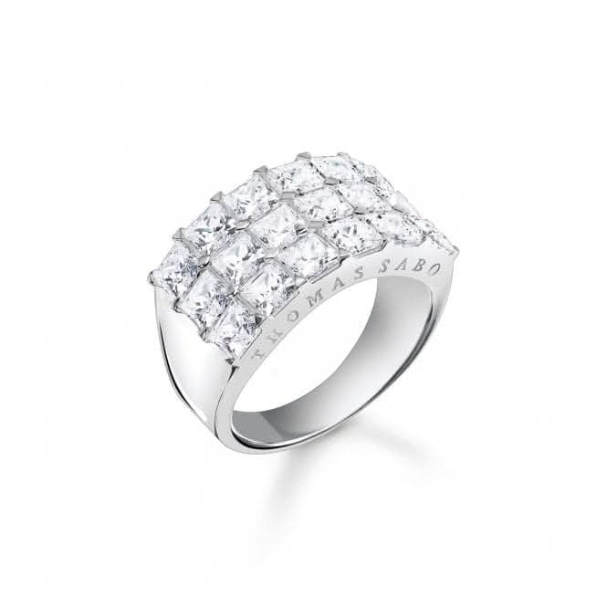 Sterling Silver White Pavé Stones Ring TR2359-051-14