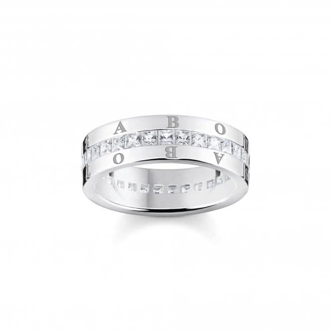 Sterling Silver White Pavé Stones Ring TR2361-051-14