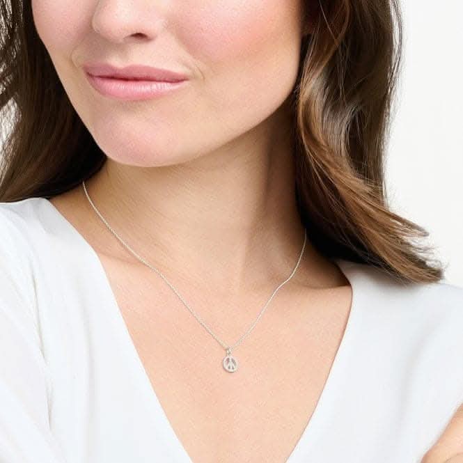 Sterling Silver White Peace Necklace KE2175-051-14-L45V