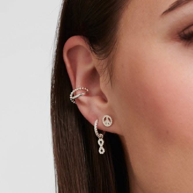Sterling Silver White Peace Single Ear Stud H2218-051-14