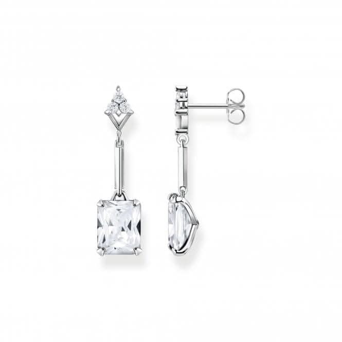 Sterling Silver White Stone Earrings H2177-051-14