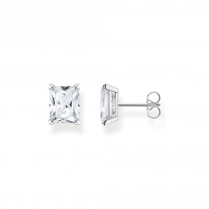 Sterling Silver White Stone Earrings H2201-051-14