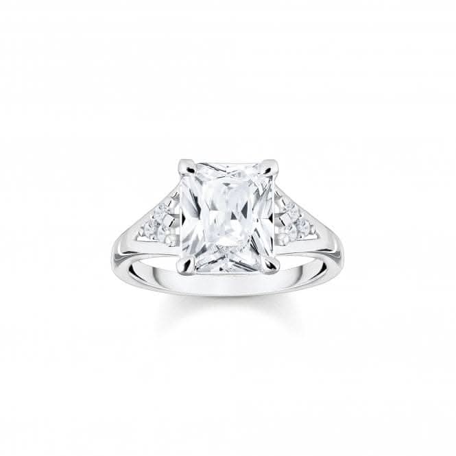 Sterling Silver White Stone Ring TR2362-051-14