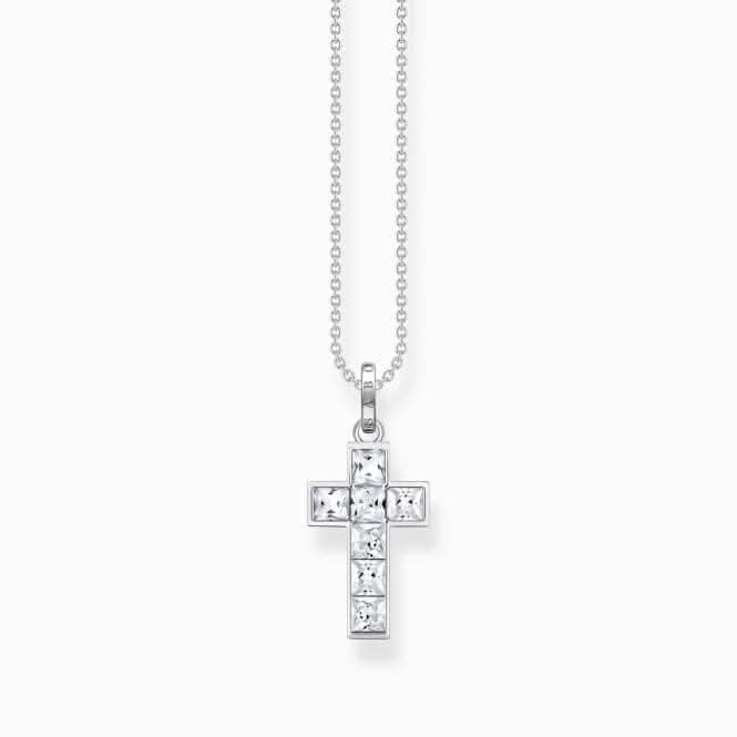 Sterling Silver White Stones Cross Necklace KE2166 - 051 - 14Thomas Sabo Sterling SilverKE2166 - 051 - 14
