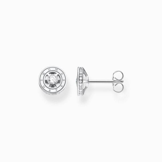 Sterling Silver White Stones Ear Studs H2062-051-14