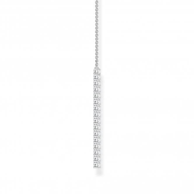 Sterling Silver White Stones Necklace KE2117-051-14-L45V