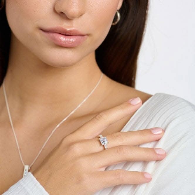 Sterling Silver White Stones Ring TR2380-051-14