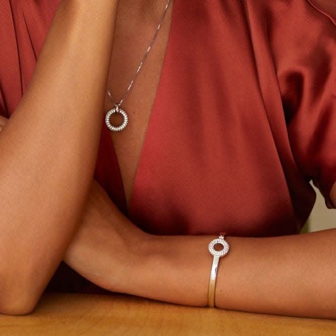 Sterling Silver White Topaz Forever Bangle DC176