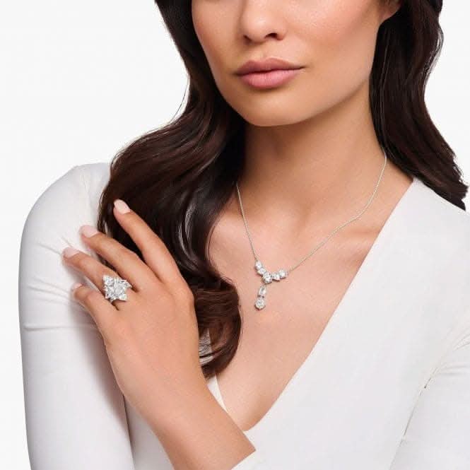 Sterling Silver White Zirconia Stones Y - Shape Necklace KE2195 - 051 - 14 - L45VThomas Sabo Sterling SilverKE2195 - 051 - 14