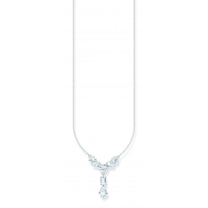 Sterling Silver White Zirconia Stones Y - Shape Necklace KE2195 - 051 - 14 - L45VThomas Sabo Sterling SilverKE2195 - 051 - 14