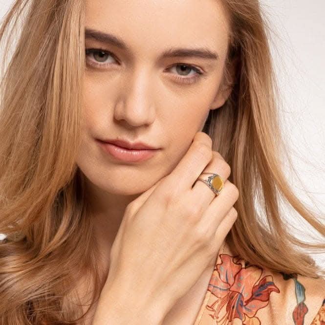 Sterling Silver Yellow Gold Coloured Statement Signet Mens Ring TR2292 - 966 - 39Thomas Sabo Sterling SilverTR2292 - 966 - 39 - 48