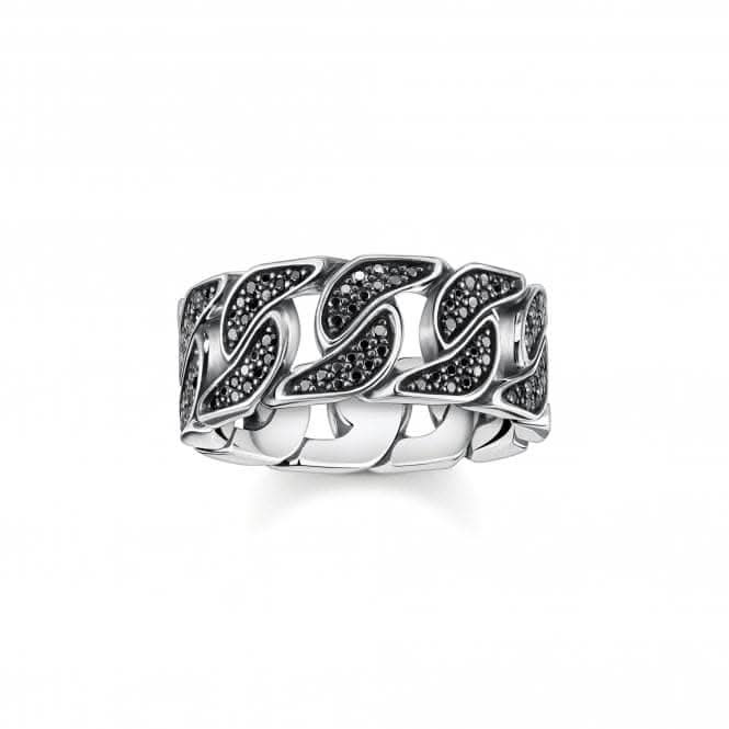 Sterling Silver Zirconia Black Links Ring TR1932-643-11