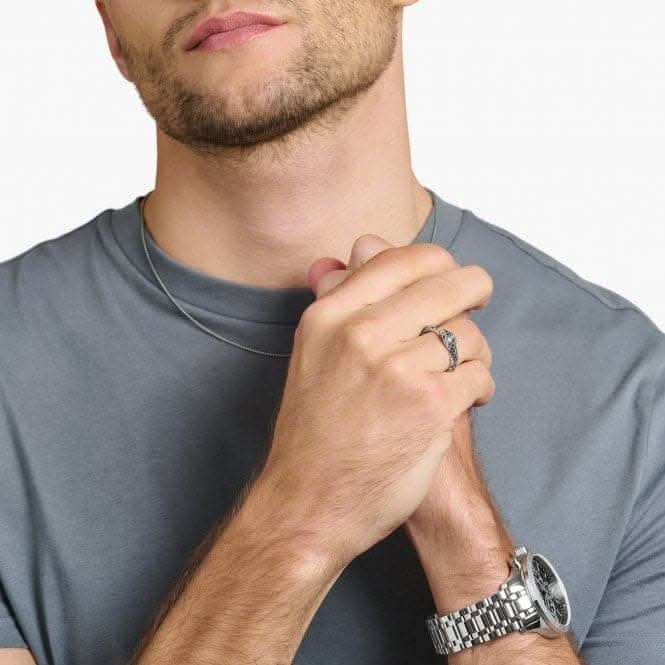 Sterling Silver Zirconia Blackened Snake Ring TR2419-643-11