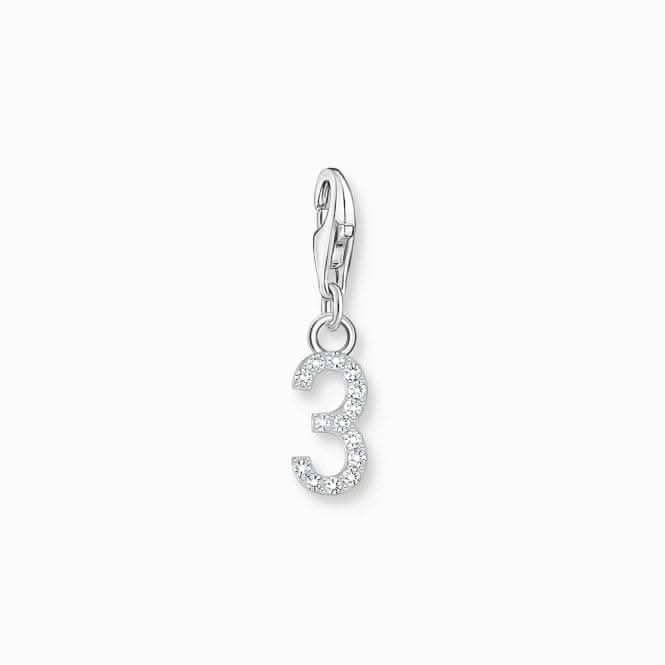 Sterling Silver Zirconia Number 3 Charm 2127-051-21