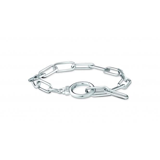 Sterling Silver Zirconia Ring Clasp Link Bracelet A2133-051-14-L19
