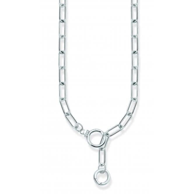 Sterling Silver Zirconia Ring Clasp Link Necklace KE2192-051-14-L47