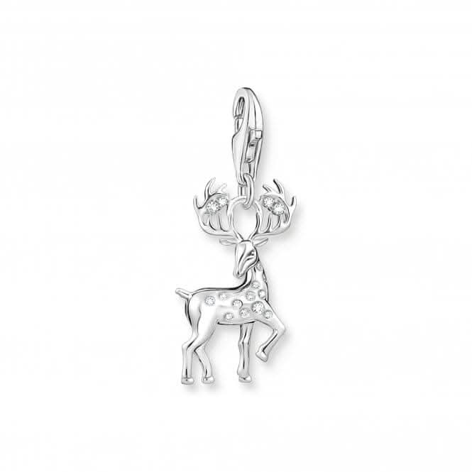 Sterling Silver Zirconia White Deer Charm 1910-051-14