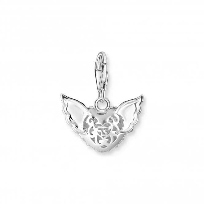 Sterling Silver Zirconia White Winged Heart Charm 0626-051-14