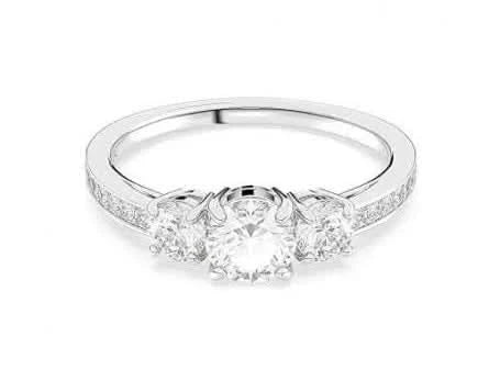 Stilla Rhodium Plated Round Cut White Crystal RingSwarovski5656289 Size 50