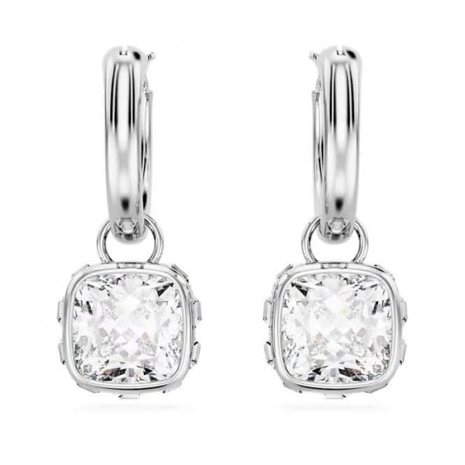 Stilla Rhodium Plated Square Cut White Drop Earrings 5662919