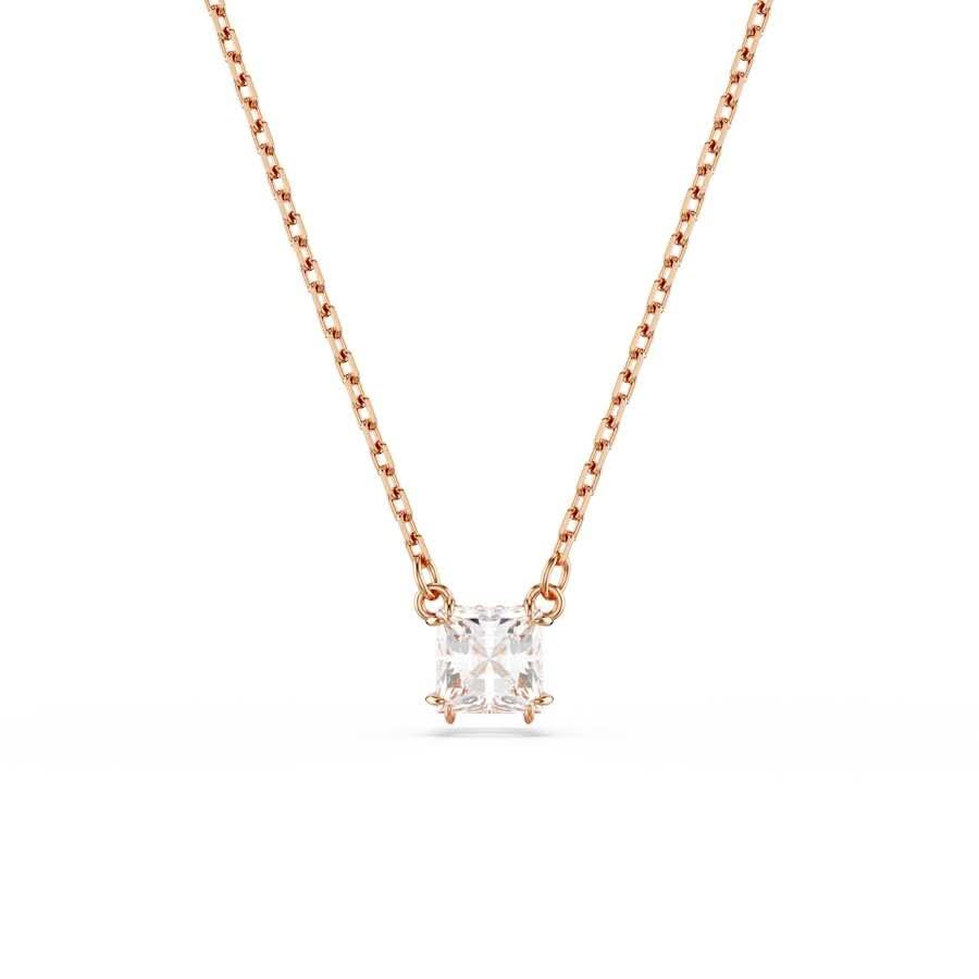 Stilla Rose Gold - tone Plated White Square Cut Pendant 5701904Swarovski5701904