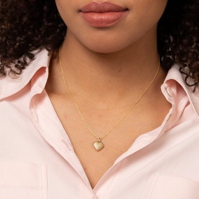 Stippled Bale Heart 9ct Yellow Gold Locket GP1013