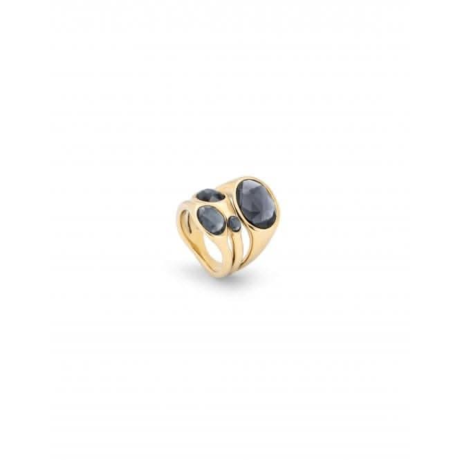 Sunshine 18k Gold Plated Grey Faceted Crystal Ring ANI0809NGRORO