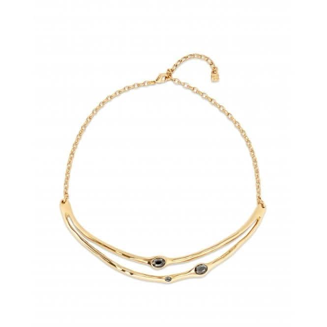 Sunshine 18k Gold-Plated Rigid Grey Faceted Crystals Necklace COL1927NGRORO0U
