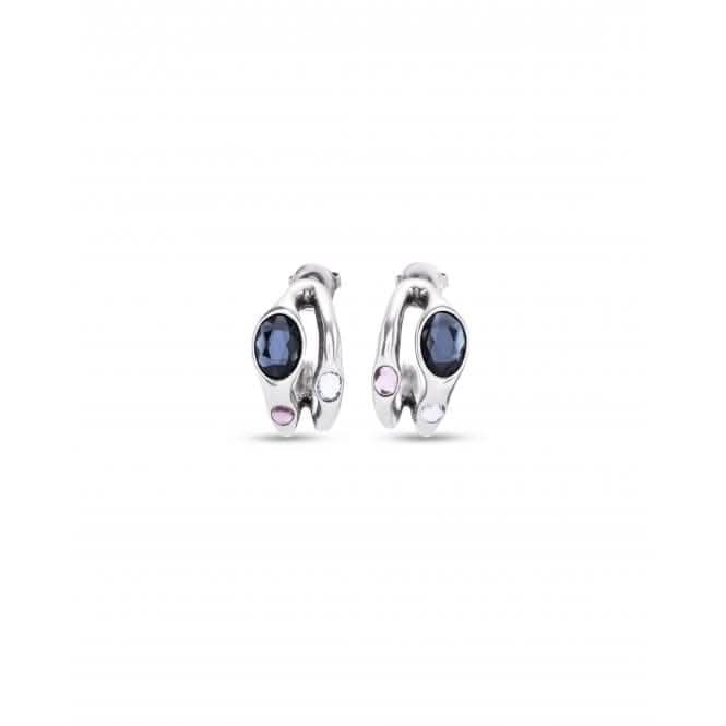 Sunshine Silver Plated Black Faceted Crystal Earrings PEN0955MCLMTL0U