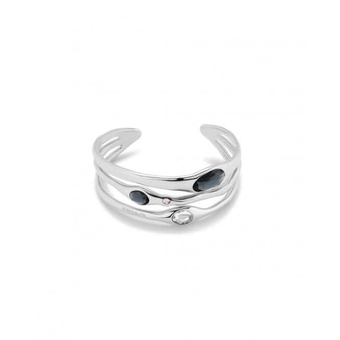Sunshine Silver Plated Rigid Grey White Pink Faceted Crystal Bangle PUL2441MCLMTL0M