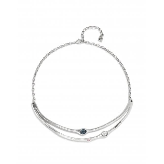 Sunshine Silver Plated Rigid Grey White Pink Faceted Crystal Necklace COL1927MCLMTL0U
