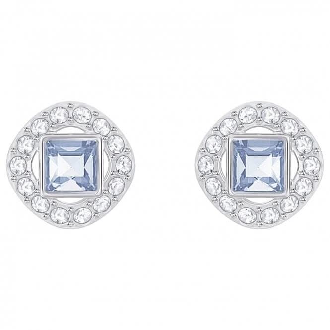 Swarovski Angelic Square Pierced Earrings, Blue, Rhodium plating 5352048