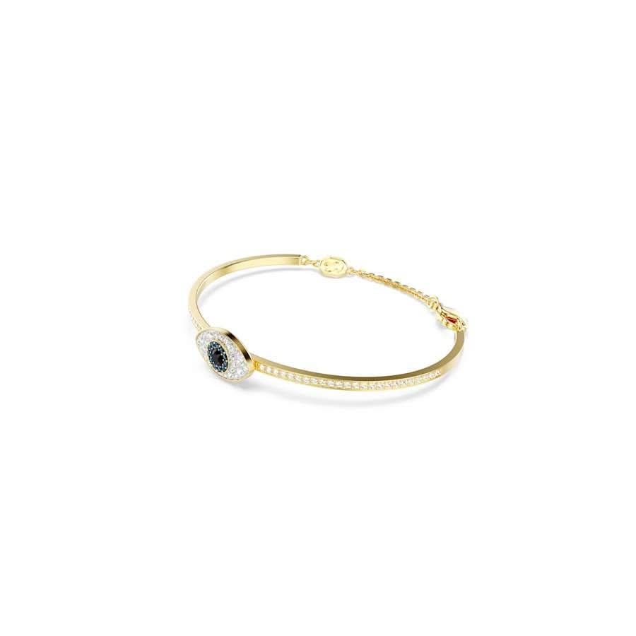 Symbolica Gold-tone Plated Blue Evil Eye Bangle