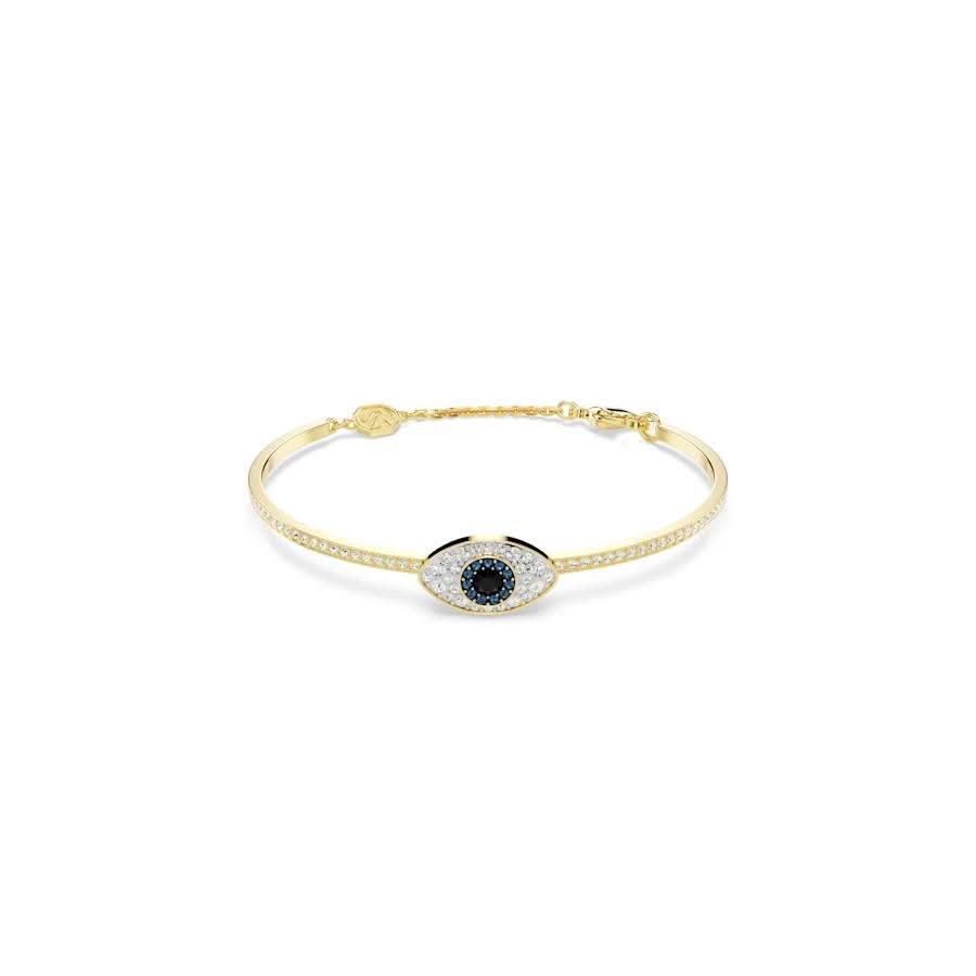 Symbolica Gold-tone Plated Blue Evil Eye Bangle