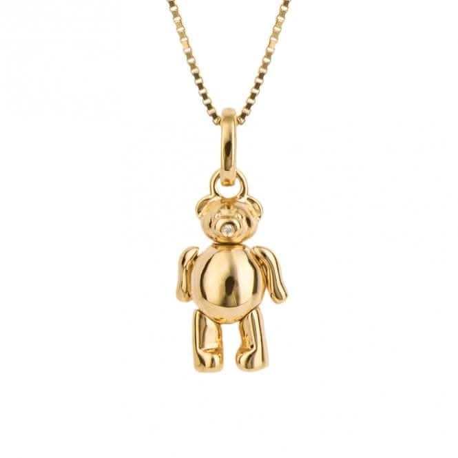 Teddy Bear Yellow Gold Plating Diamond Pendant P5300