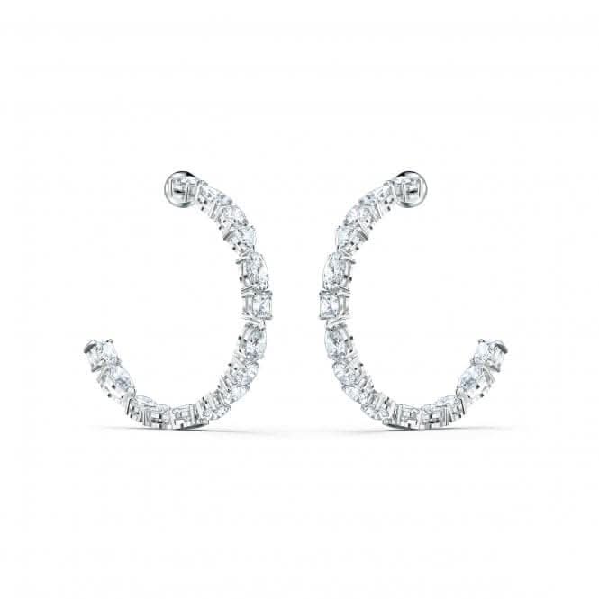 Tennis Deluxe Mixed White Rhodium Plated Hoop Earrings 5562128