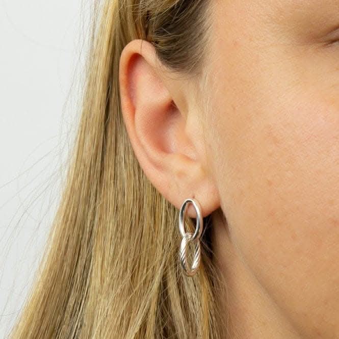 Textured Double Link Chain Drop Earrings E6014BeginningsE6014