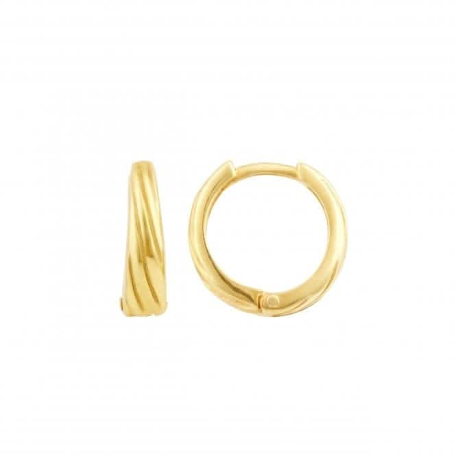Textured Ridged Gold Plated 12mm Hoop Earrings 66839GD