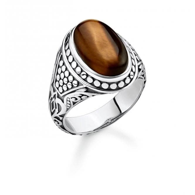 Thomas Sabo Arizona Tigers Eye Silver Signet Ring TR2241-826-2