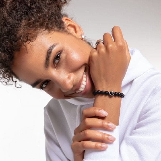 Thomas Sabo Black Royal Cross Beaded Bracelet A1928-812-11